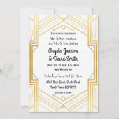 Huwelijksuitnodiging 1920's White & Gold Art Deco Kaart (Voorkant)