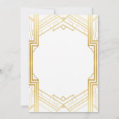 Huwelijksuitnodiging 1920's White & Gold Art Deco Kaart (Achterkant)