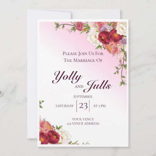 Huwelijksuitnodiging 5"x 7"Kaart Kaart (Voorkant)