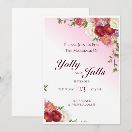 Huwelijksuitnodiging 5"x 7"Kaart Kaart (Voorkant / Achterkant)