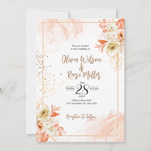 Huwelijksuitnodiging 5x7 binnen kaart (Voorkant)