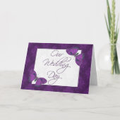 Huwelijksuitnodiging 5x7 Vlinder Brocade Paarse (Voorkant)