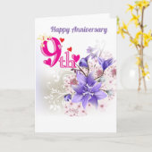 Huwelijksuitnodiging 9 jaar kaart (Gele Bloem)