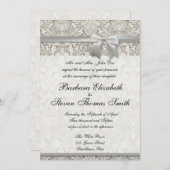 Huwelijksuitnodiging Aangepaste Witte Kant Sjabloo Kaart (Voorkant / Achterkant)