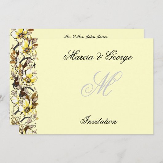 Huwelijksuitnodiging, aankondiging en uitnodiging (Voorkant / Achterkant)