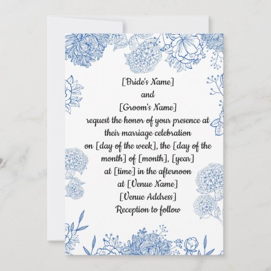 Huwelijksuitnodiging aanpasbaar voor en achter kaart (Voorkant)