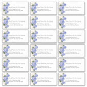 Huwelijksuitnodiging adreslabels Blauw Bloemmotief Sticker (Voorkant)