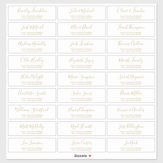 Huwelijksuitnodiging Adreslabels met Gouden Schrif Sticker (Vel)
