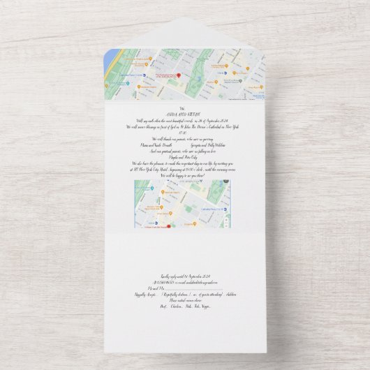 Huwelijksuitnodiging alles in één all in one uitnodiging (Binnen)