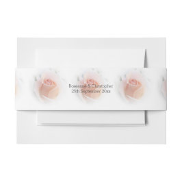 Huwelijksuitnodiging Belly Band Peach Pink Rosebud Uitnodigingen Wikkel