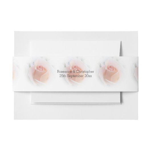 Huwelijksuitnodiging Belly Band Peach Pink Rosebud Uitnodigingen Wikkel (Voorkant Voorbeeld)