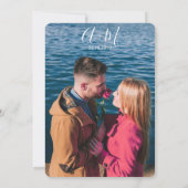 Huwelijksuitnodiging Blauw en Donkerroze Kaart (Achterkant)