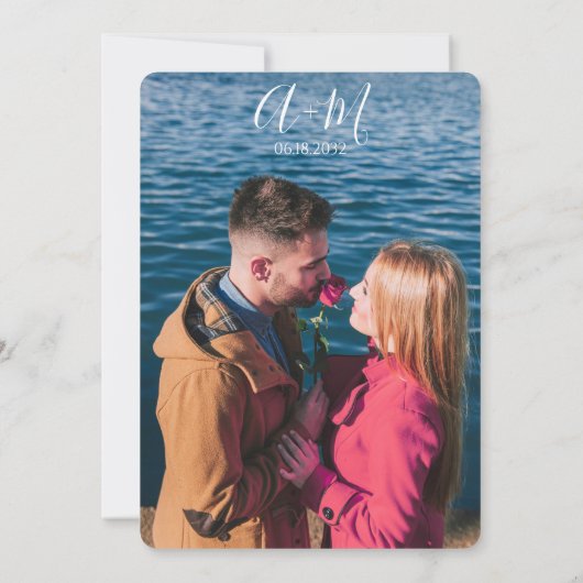 Huwelijksuitnodiging Blauw en Donkerroze Kaart (Achterkant)