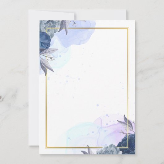 Huwelijksuitnodiging Blauwe bloemen Kaart (Voorkant)