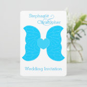 Huwelijksuitnodiging Blauwe Engel Vleugels Hart De Kaart (Staand voorkant)