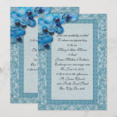 Huwelijksuitnodiging blauwe orchideeën kaart (Voorkant / Achterkant)
