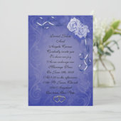 Huwelijksuitnodiging Blauwe rozen Kaart (Staand voorkant)