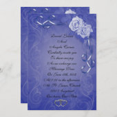 Huwelijksuitnodiging Blauwe rozen Kaart (Voorkant / Achterkant)