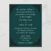 Huwelijksuitnodiging Blauwgroen met zwarte hoeken Uitnodiging Briefkaart (Voorkant)