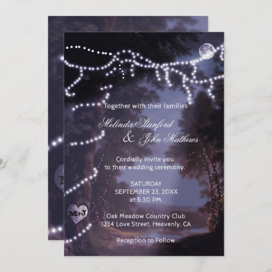 huwelijksuitnodiging | boomlichten kaart (Voorkant / Achterkant)