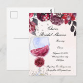 huwelijksuitnodiging bordeauxrood briefkaart (Voorkant / Achterkant)