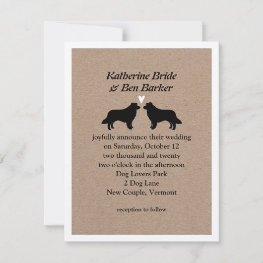 Huwelijksuitnodiging Border Collies Kaart (Voorkant)