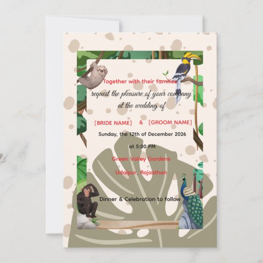 Huwelijksuitnodiging Bosdier Kaart (Voorkant)