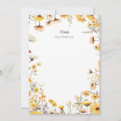 Huwelijksuitnodiging botanische wilde bloemen geel kaart (Achterkant)