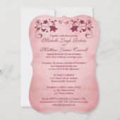 huwelijksuitnodiging | Bourgogne, Bloesem, Harten Kaart (Achterkant)