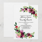 Huwelijksuitnodiging Bourgogne Handgeschilderde Bl Kaart (Voorkant / Achterkant)