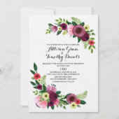 Huwelijksuitnodiging Bourgogne Handgeschilderde Bl Kaart (Voorkant)