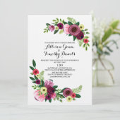 Huwelijksuitnodiging Bourgogne Handgeschilderde Bl Kaart (Staand voorkant)