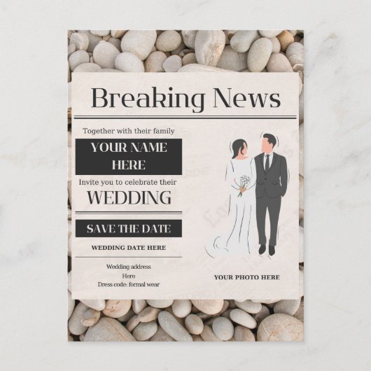 huwelijksuitnodiging briefkaart (Voorkant)