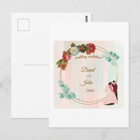 huwelijksuitnodiging briefkaart (Voorkant / Achterkant)