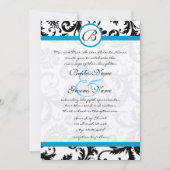 Huwelijksuitnodiging Bright Aqua Damask Swirls 13  Kaart (Voorkant)