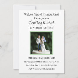 Huwelijksuitnodiging Bruid Bruidegom Taart Topper  Kaart