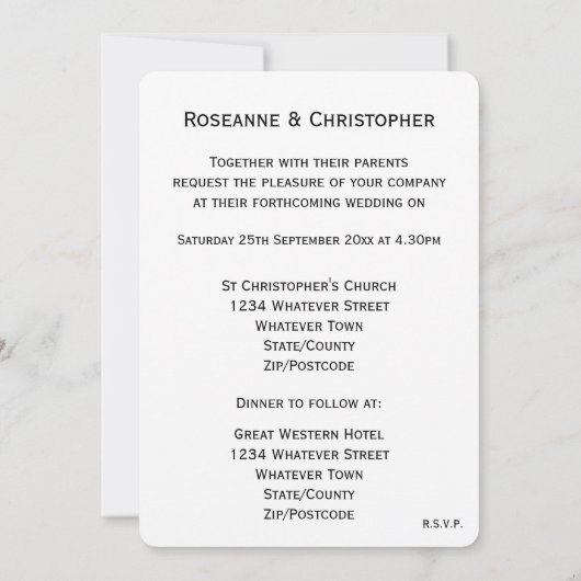 Huwelijksuitnodiging bruidegom kaart (Achterkant)