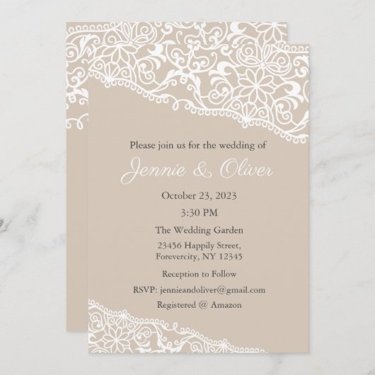 Huwelijksuitnodiging, Bruiloft Briefpapier, Bruid Kaart (Voorkant / Achterkant)