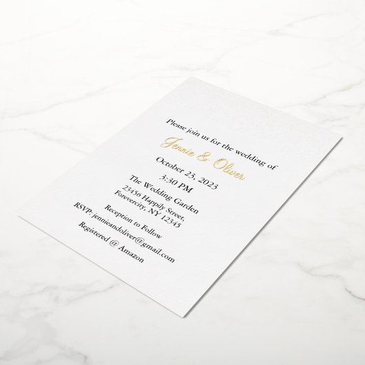 Huwelijksuitnodiging, Bruiloft Briefpapier, Folie, Folie Uitnodiging (Gedraaid)