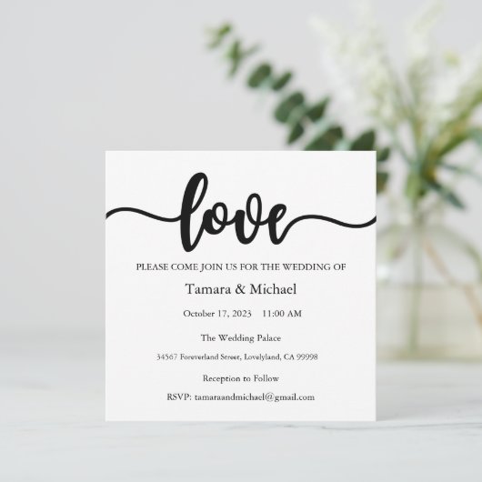 Huwelijksuitnodiging, Bruiloft Briefpapier, Liefde Kaart (Staand voorkant)