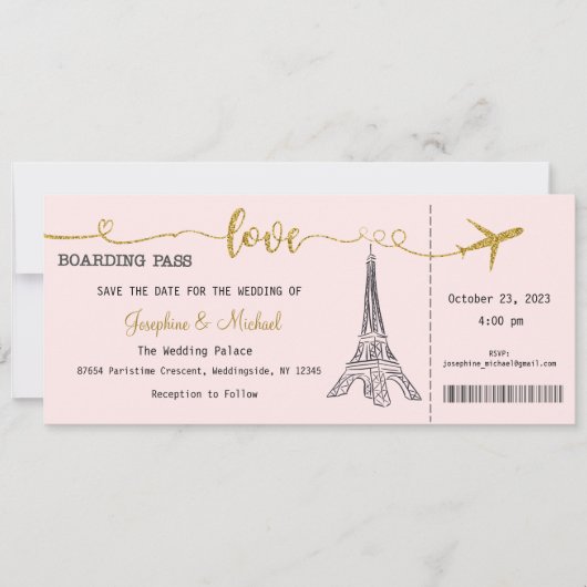 Huwelijksuitnodiging, Bruiloft Briefpapier, Liefde Kaart (Voorkant)