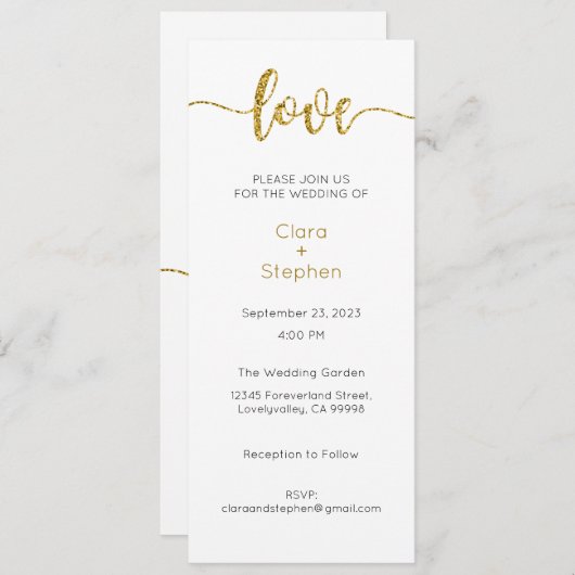 Huwelijksuitnodiging, Bruiloft Briefpapier, Liefde Kaart (Voorkant / Achterkant)