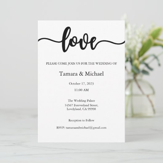 Huwelijksuitnodiging, Bruiloft Briefpapier, Liefde Kaart (Staand voorkant)