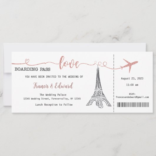 Huwelijksuitnodiging, Bruiloft Briefpapier, Liefde Kaart (Voorkant)