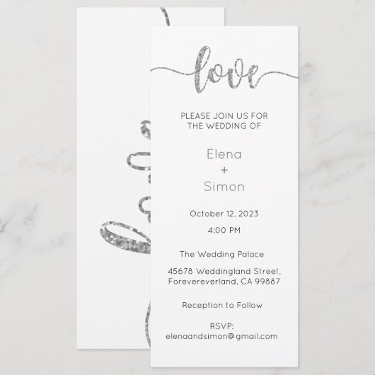 Huwelijksuitnodiging, Bruiloft Briefpapier, Liefde Kaart (Voorkant / Achterkant)