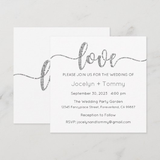 Huwelijksuitnodiging, Bruiloft Briefpapier, Liefde Kaart (Voorkant / Achterkant)