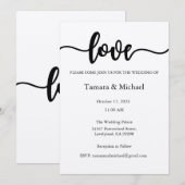 Huwelijksuitnodiging, Bruiloft Briefpapier, Liefde Kaart (Voorkant / Achterkant)