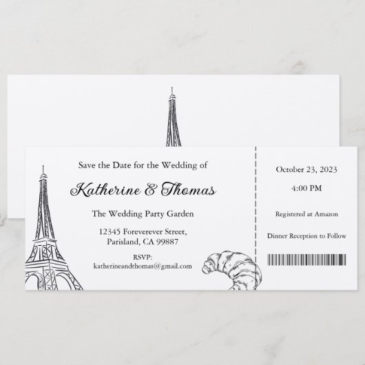 Huwelijksuitnodiging, Bruiloft Briefpapier, Liefde Kaart (Voorkant / Achterkant)