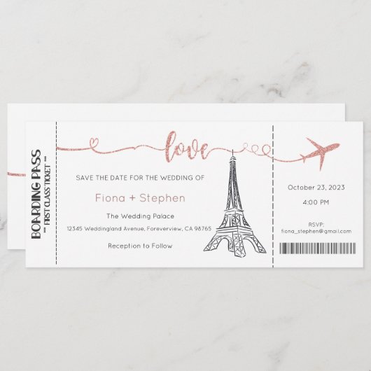 Huwelijksuitnodiging, Bruiloft Briefpapier, Liefde Kaart (Voorkant / Achterkant)