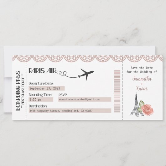 Huwelijksuitnodiging, Bruiloft Briefpapier, Liefde Kaart (Achterkant)